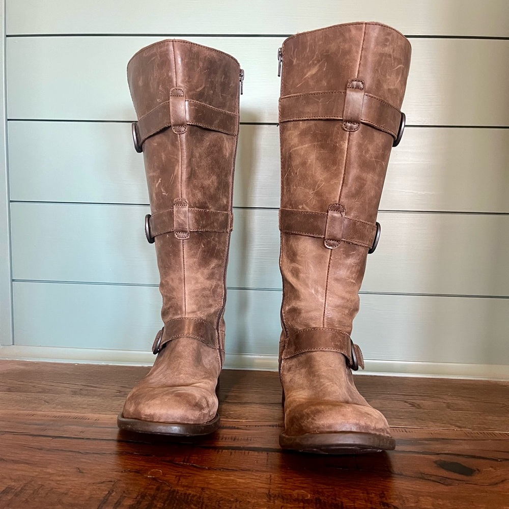 Brown Leather Knee-High Boots